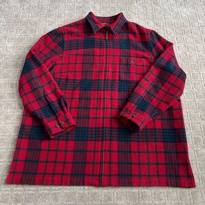 Ralph Lauren Lambswool Shacket Jacket Women's 2X Red Buffalo Plaid Full Zip